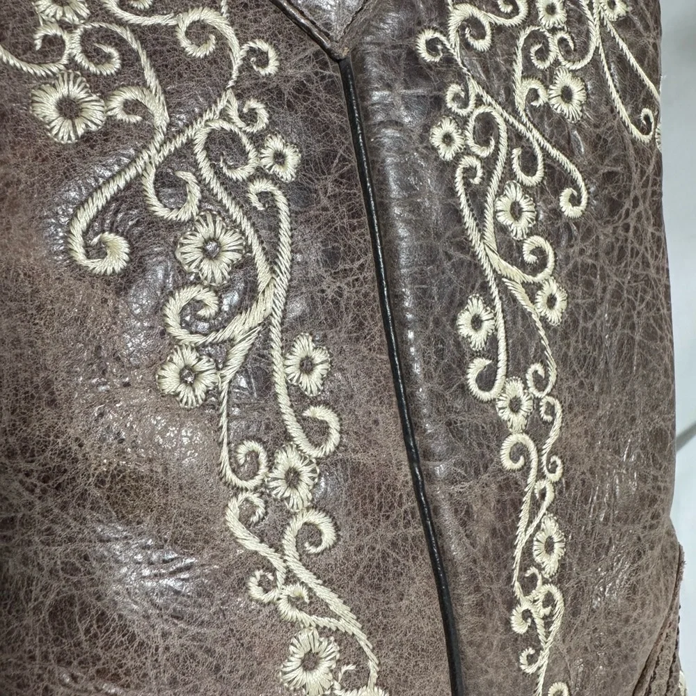 Kids Brown Embroidered Cowboy Boots